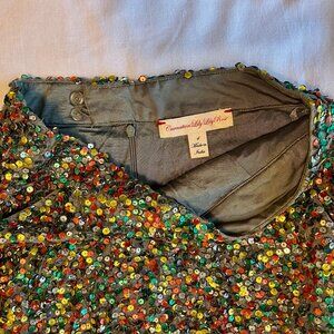 Anthropologie Multi colored sequined mini skirt